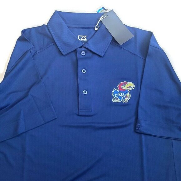 Cutter & Buck Other - NCAA Kansas Jayhawks Adult Mens CB Drytec Genre Short Sleeve Polo Blue Size S